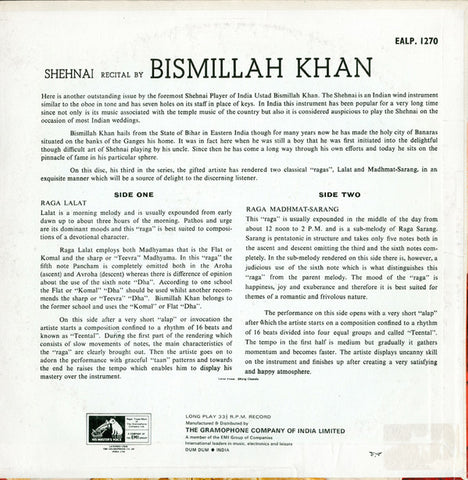 Bismillah Khan - Shehnai Recital (Vinyl)