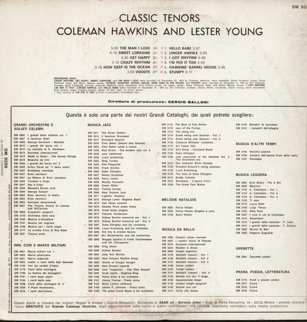 Coleman Hawkins / Lester Young - Classic Tenors (Vinyl) Image