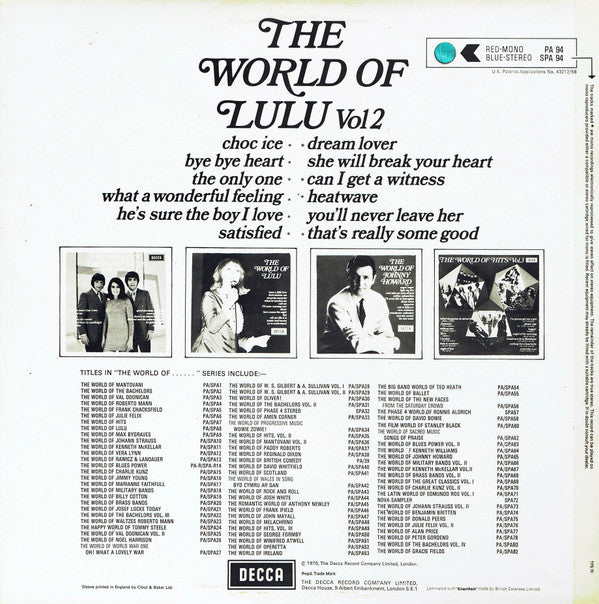 Lulu - The World Of Lulu Vol 2 (Vinyl) Image