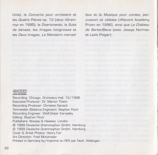 Béla Bartók - Gil Shaham ∙ Pierre Boulez, Chicago Symphony Orchestra, The - Violin Concerto No. 2 · Rhapsodies Nos. 1 & 2 (CD)