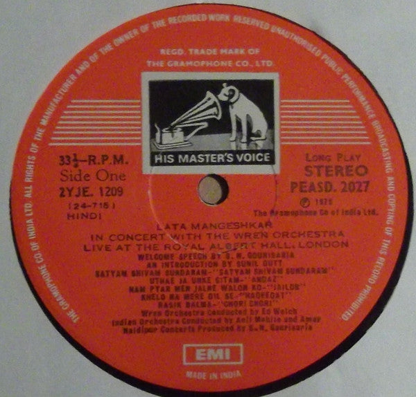 Lata Mangeshkar In Concert With Wren Orchestra, The - Live At The Royal Albert Hall, London (Vinyl) Image