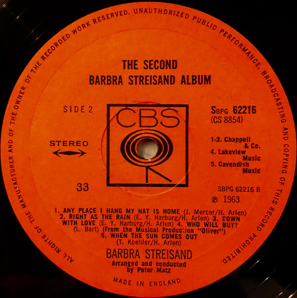 Barbra Streisand - The Second Barbra Streisand Album (Vinyl) Image