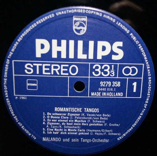 Malando And His Tango Orchestra - Romantische Tangos (Vinyl) Image