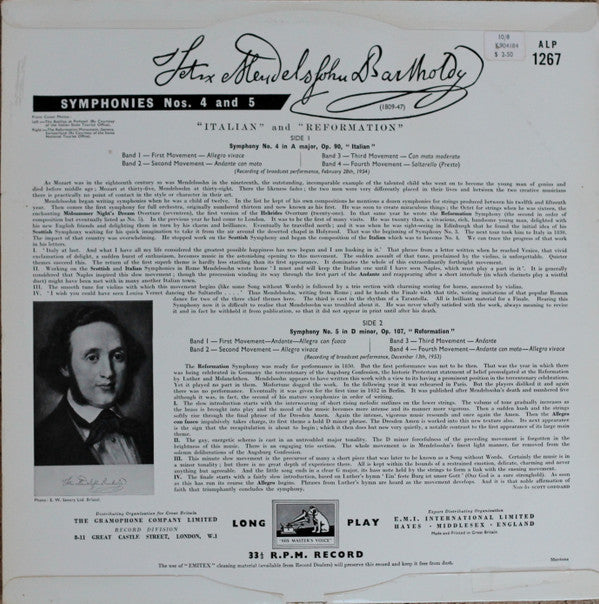 Felix Mendelssohn-Bartholdy, Arturo Toscanini, NBC Symphony Orchestra - Symphonies Nos. 4 And 5 "Italian" And "Reformation" (Vinyl) Image