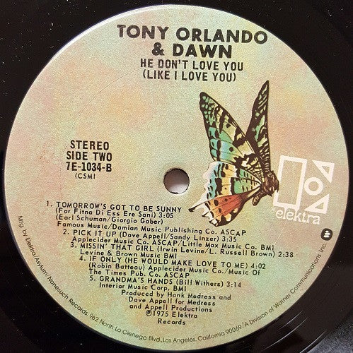 Tony Orlando & Dawn - He Don't Love You, Like I Love You (Vinyl) Image