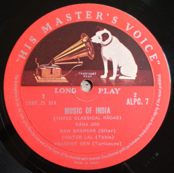 Ravi Shankar - Music Of India (Three Classical RÄgas) (Vinyl) Image