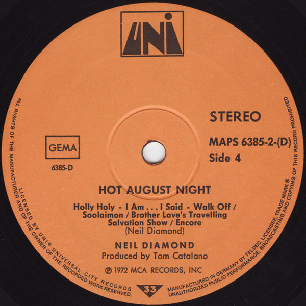 Neil Diamond - Hot August Night (Vinyl) (2 LP) Image