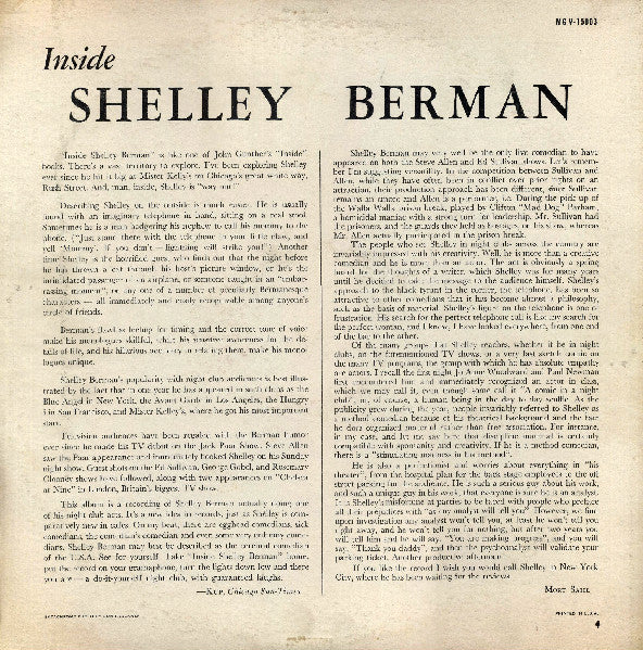 Shelley Berman - Inside Shelley Berman (Vinyl)