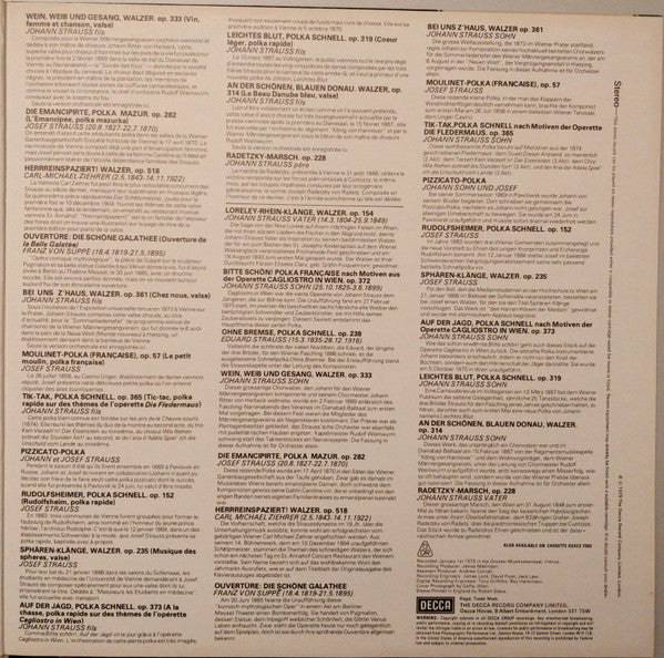 Wiener Philharmoniker, Willi Boskovsky - New Year's Day Concert In Vienna = Neujahrskonzert In Wien = Concert Du Nouvel An, A Vienne (Vinyl) (2 LP) Image