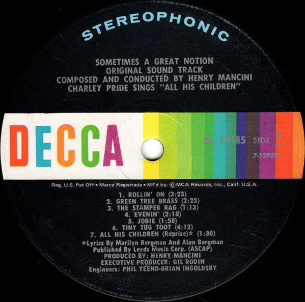 Henry Mancini With Charley Pride - Sometimes A Great Notion (The Original Sound Track Album) (Vinyl)