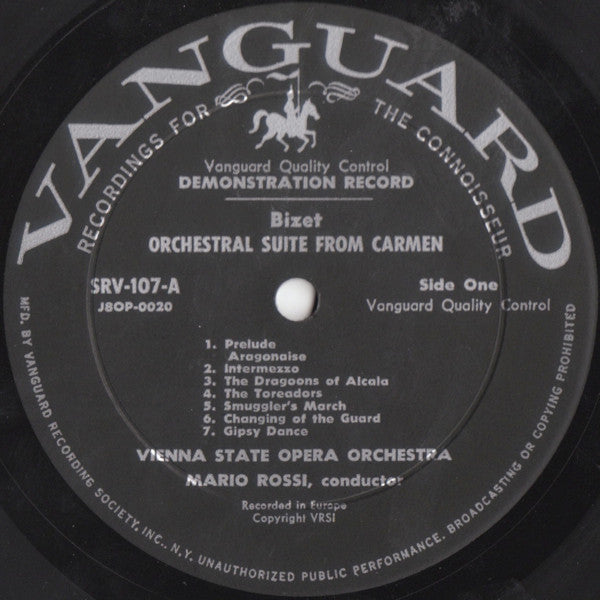 Georges Bizet, Mario Rossi (2) Conducting Orchester Der Wiener Staatsoper - Orchestral Suite From Carmen / L'Arlesienne: Suite No. 1 (Vinyl) Image