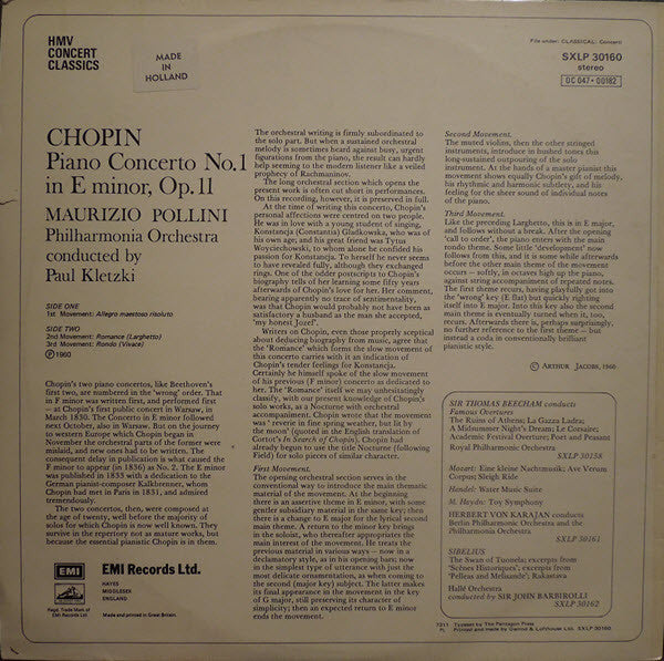 FrÃ©dÃ©ric Chopin - Maurizio Pollini, Philharmonia Orchestra, Paul Kletzki - Piano Concerto No. 1 (Vinyl) Image