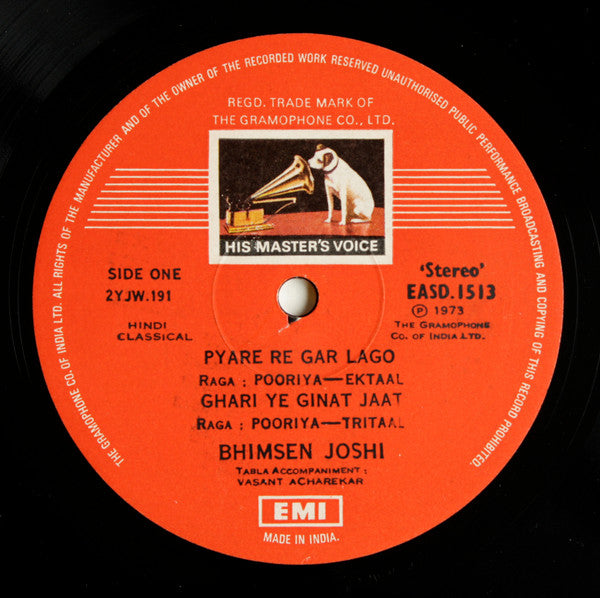 Bhimsen Joshi - Raga Pooriya / Raga Durga (Vinyl) Image