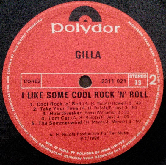 Gilla - I Like Some Cool Rock 'n' Roll (Vinyl)