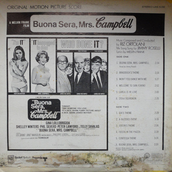 Riz Ortolani - Buona Sera, Mrs. Campbell (Original Motion Picture Score) (Vinyl) Image