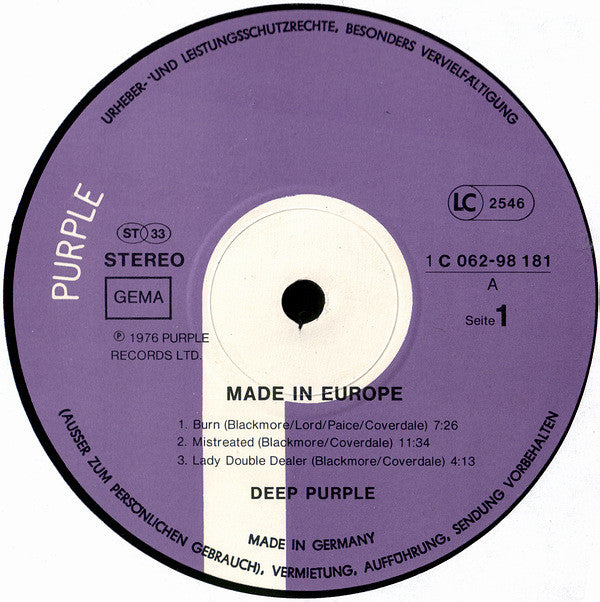 Deep Purple - Made In Europe (Vinyl)