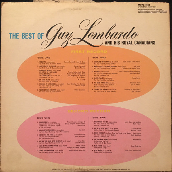Guy Lombardo And His Royal Canadians - The Best Of Guy Lombardo And His Royal Canadians (Vinyl) (2 LP) Image