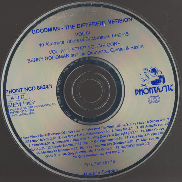 Benny Goodman - The Different Version, Vol. IV: 40 Alternate Takes Of Recordings 1942 - 1945 (CD) (2 CD) Image