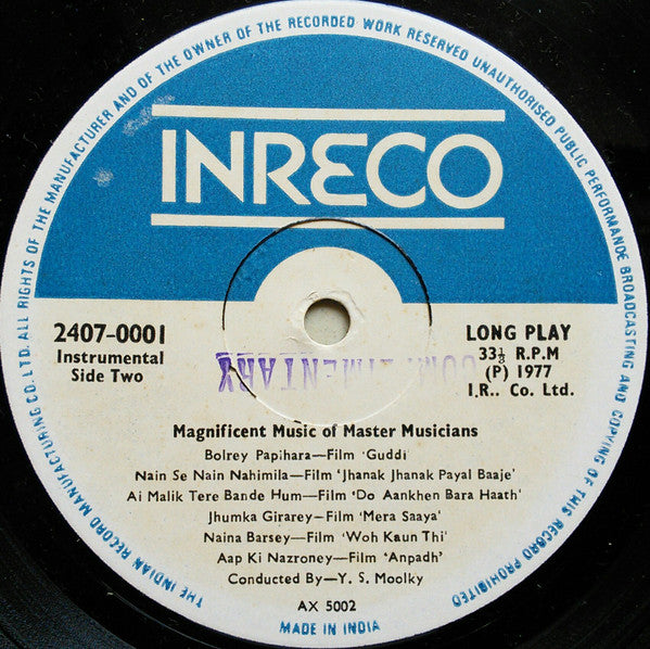 Y. S. Moolky - Magnificient Music Of Master Musicians   (Vinyl)