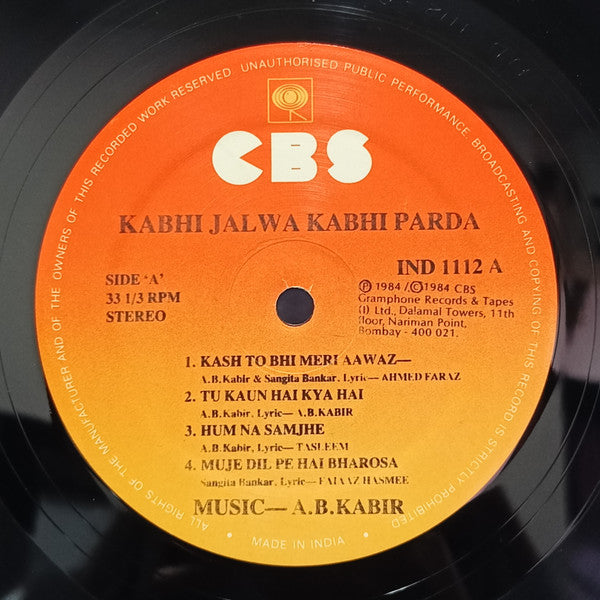 A. B. Kabir, Sangita Banker - Kabhi Jalwa Kabhi Parda (Vinyl) Image