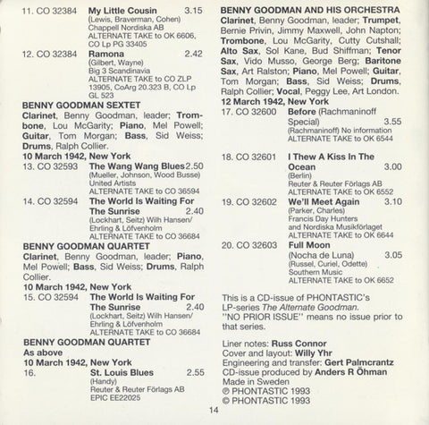Benny Goodman - The Different Version, Vol. III: 40 Alternate Takes Of Recordings 1941 - 1942 (CD) (2 CD) Image