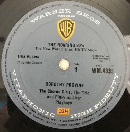 Dorothy Provine And The Music Of Pinky And Her Playboys - The Roaring 20's (Vinyl)