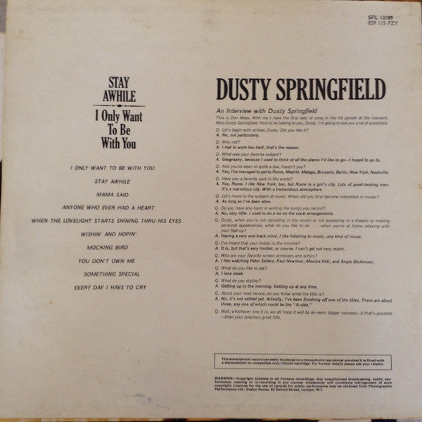 Dusty Springfield - Stay Awhile (Vinyl)