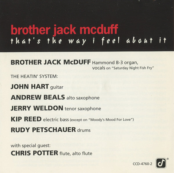 Brother Jack McDuff - That's The Way I Feel About It (CD) Image