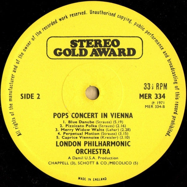 London Philharmonic Orchestra, The, Douglas Gamley - Pops Concert In Vienna (Vinyl) Image
