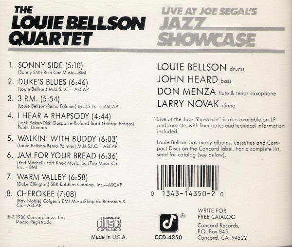 Louie Bellson Quartet, The - Live At Joe Segal's Jazz Showcase (CD) Image