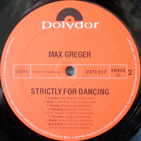 Max Greger - Strictly For Dancing (Vinyl) Image