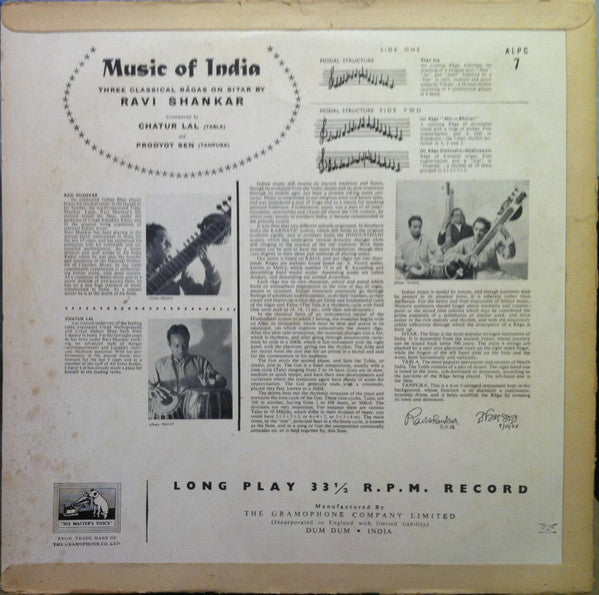 Ravi Shankar - Music Of India (Three Classical RÄgas) (Vinyl) Image