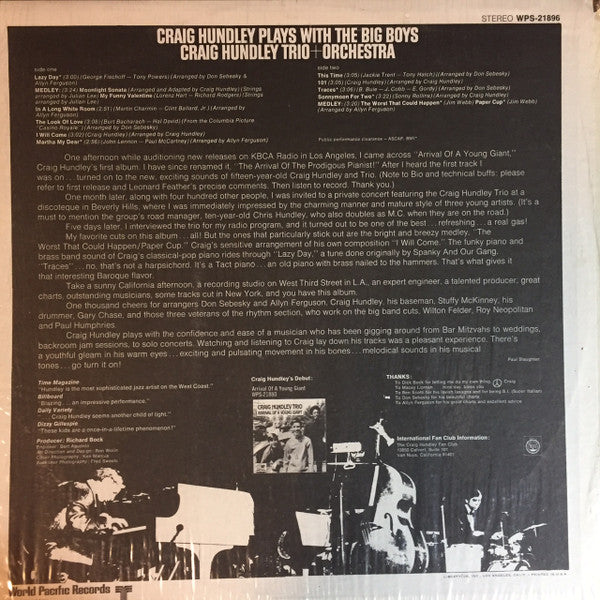 Craig Hundley Trio + Orchestra (14) - Craig Hundley Trio Plays With The Big Boys (Vinyl) Image