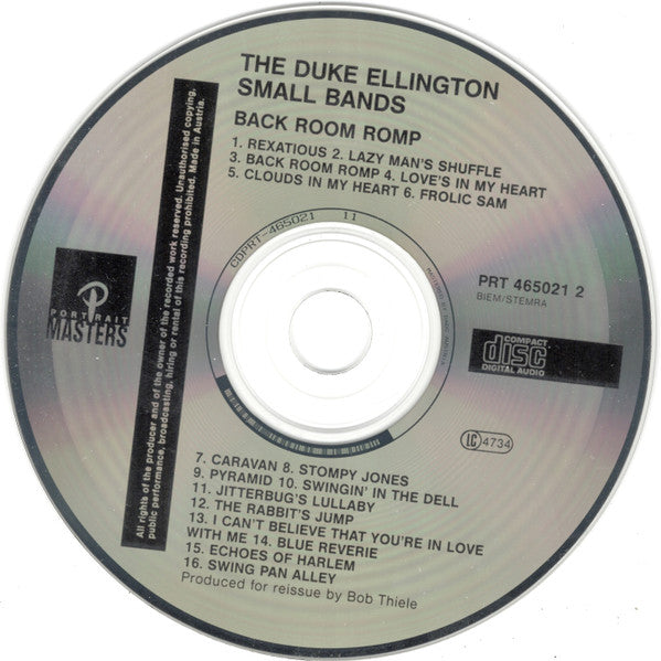 Duke Ellington - The Duke Ellington Small Bands: Back Room Romp (CD) Image