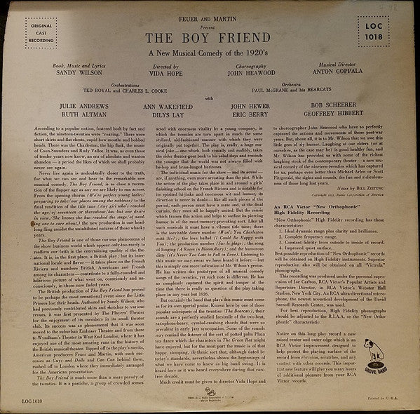 Feuer & Martin - The Boy Friend - A New Musical Comedy Of The 1920's (An Original Cast Recording) (Vinyl)