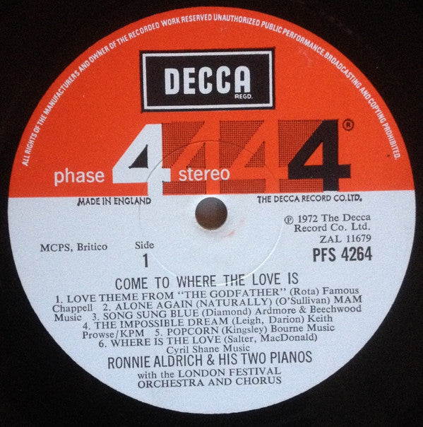 Ronnie Aldrich And His Two Pianos - Come To Where The Love Is (Vinyl)