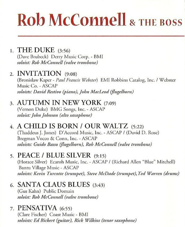 Rob McConnell & The Boss Brass - Play The Jazz Classics (CD) Image