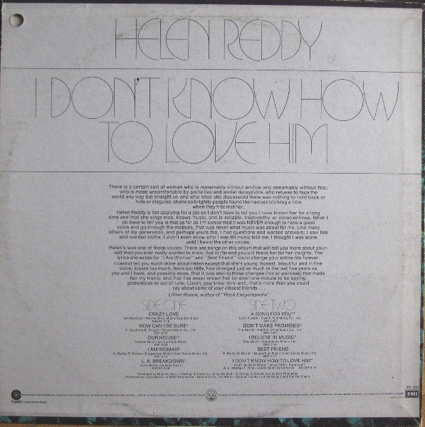 Helen Reddy - I Don't Know How To Love Him (Vinyl) Image