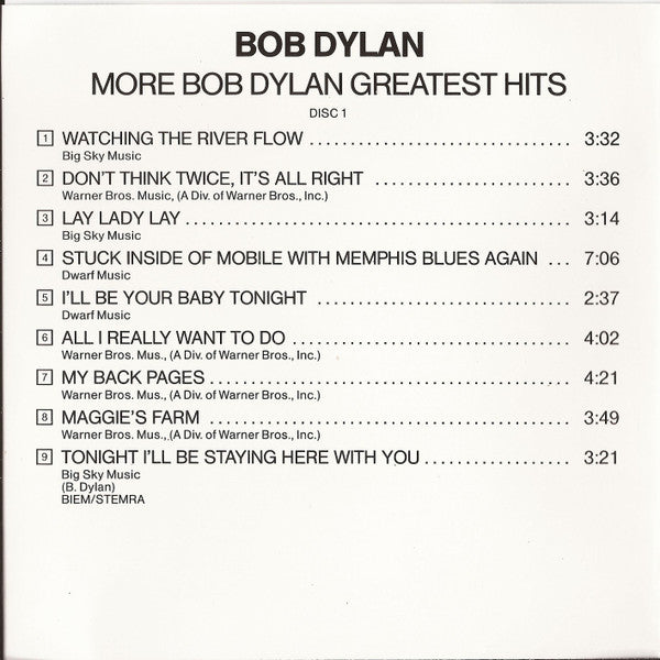 Bob Dylan - More Bob Dylan Greatest Hits (CD) (2 CD) Image
