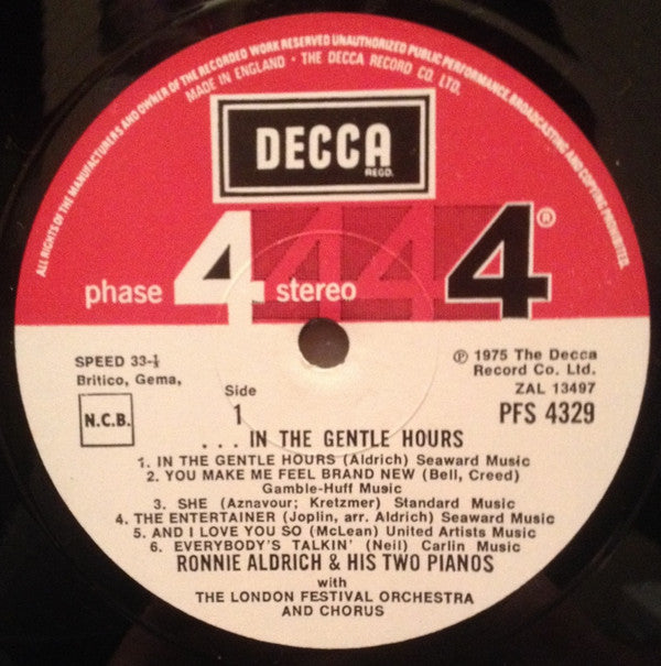 Ronnie Aldrich And His Two Pianos With London Festival Orchestra, The And London Festival Chorus, The - ...In The Gentle Hours (Vinyl)
