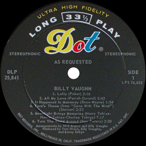 Billy Vaughn - As Requested (Vinyl) Image