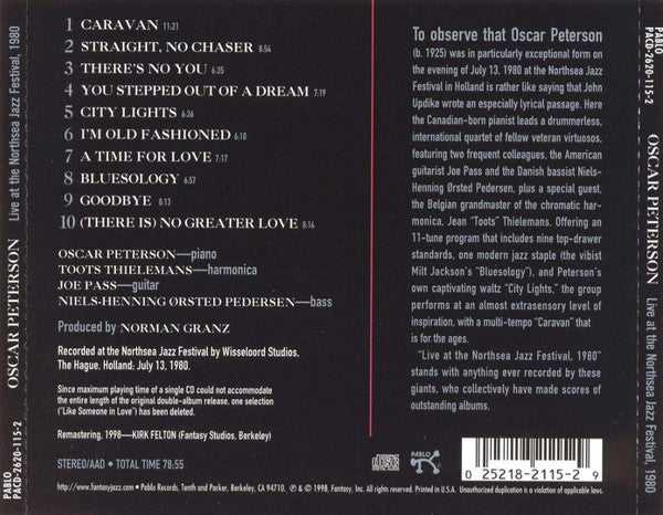 Oscar Peterson - Live At The Northsea Jazz Festival 1980 (CD)