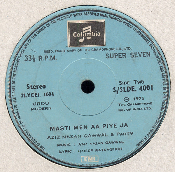 Aziz Nazan Qawwal & Party - Nasihat Aur Rindana Qawwali (45-RPM)
