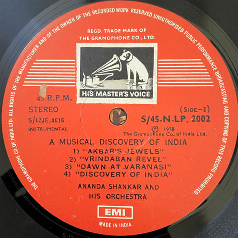 Ananda Shankar - A Musical Discovery Of India (Vinyl) Image