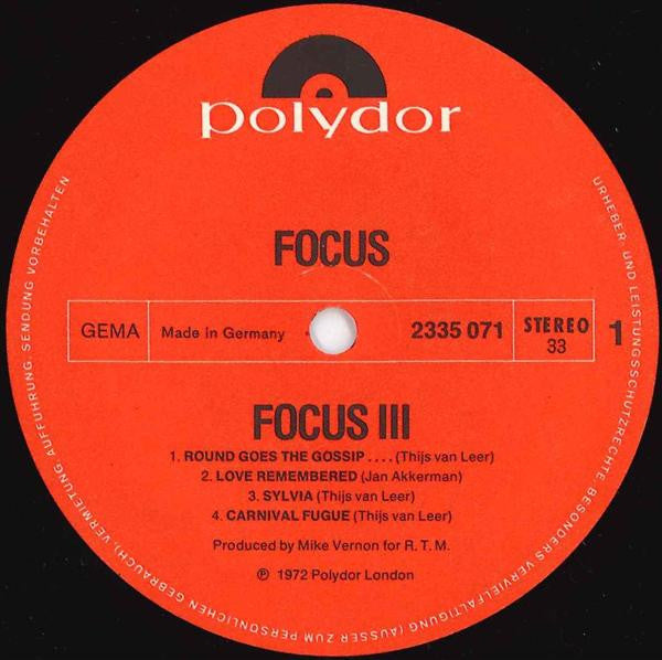 Focus (2) - Focus 3 (Vinyl) (2 LP) Image