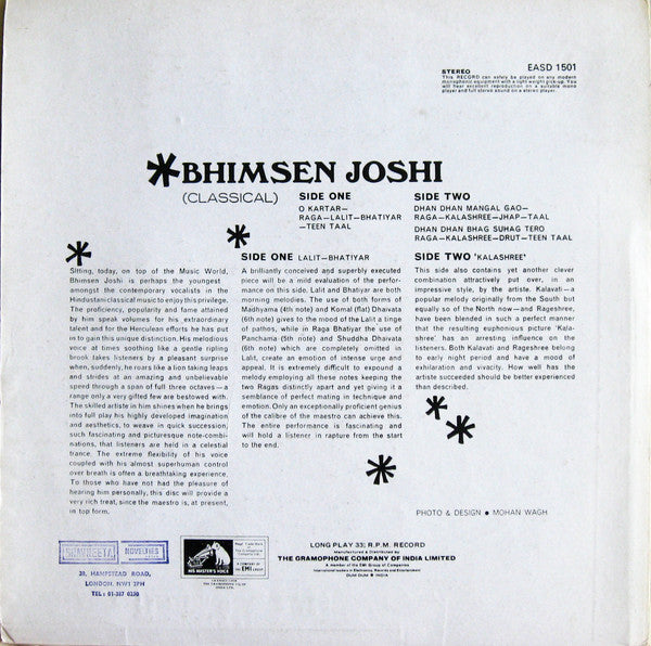 Bhimsen Joshi - Raga Lalit-Bhatiyar / Raga Kalashree (Vinyl) Image