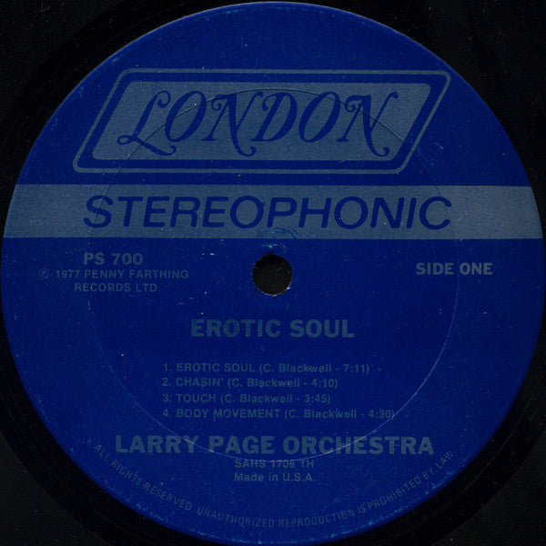 Larry Page Orchestra - Erotic Soul (Vinyl)