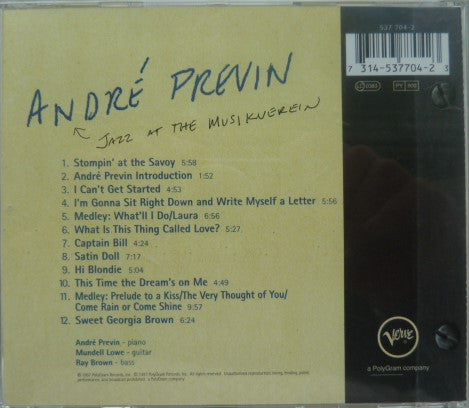 AndrÃ© Previn - Jazz At The Musikverein (CD) Image