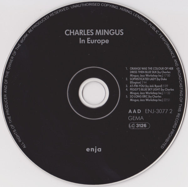 Charles Mingus - Mingus In Europe (CD) Image