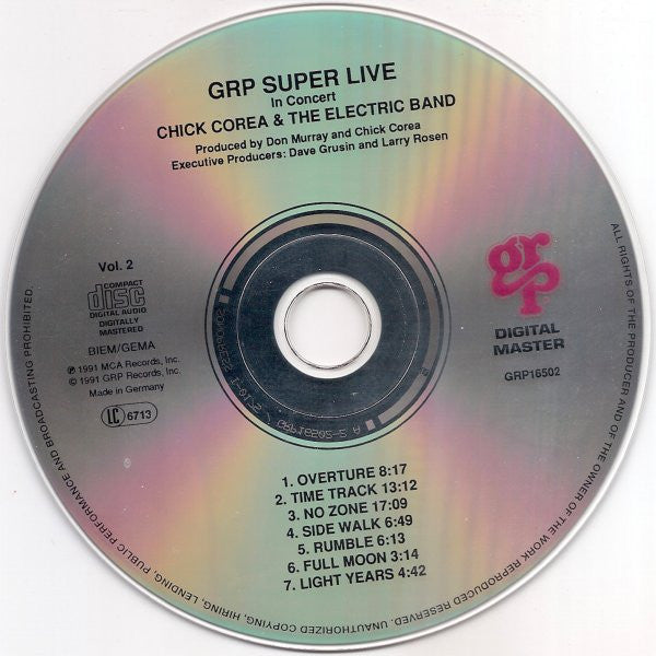 Dave Grusin / Lee Ritenour / Chick Corea / Diane Schuur / Tom Scott - GRP Super Live (CD) (2 CD) Image
